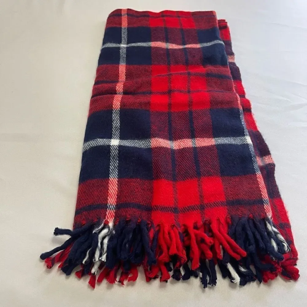 Faribo Woolen Mill Company Acrylic Plaid Wool Fringe Blanket Throw